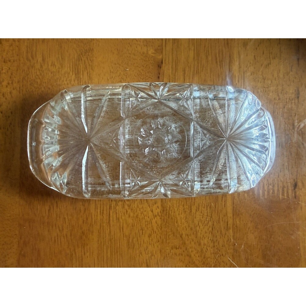 Vintage Anchor Hocking EAPC Star of David Glass Butter Dish Covered Lid 1/4 lb - Picture 2 of 7